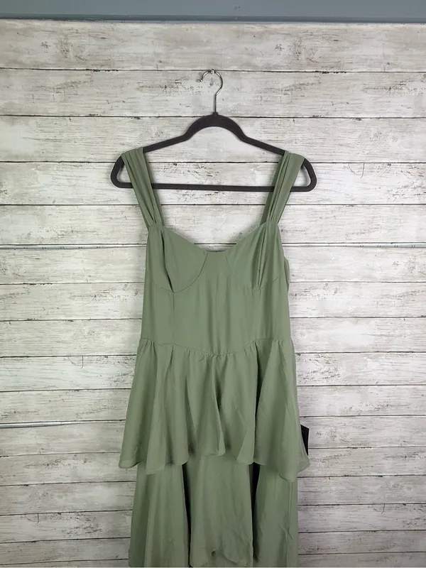 Lulus Carlynda Sage Brush Tiered Bustier Maxi Dress Size XL - Image 4