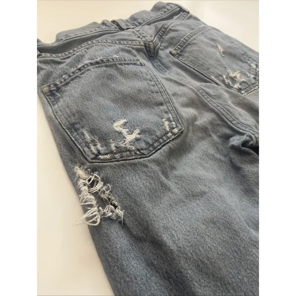 Agolde Women's 90's Mid Rise Distressed Jeans Light Blue Button Fly Size 24 - Image 13