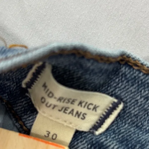 Madewell Mid-Rise Kick Out Jeans Blue Stretch Denim Size 30 Flare Cropped - Image 9