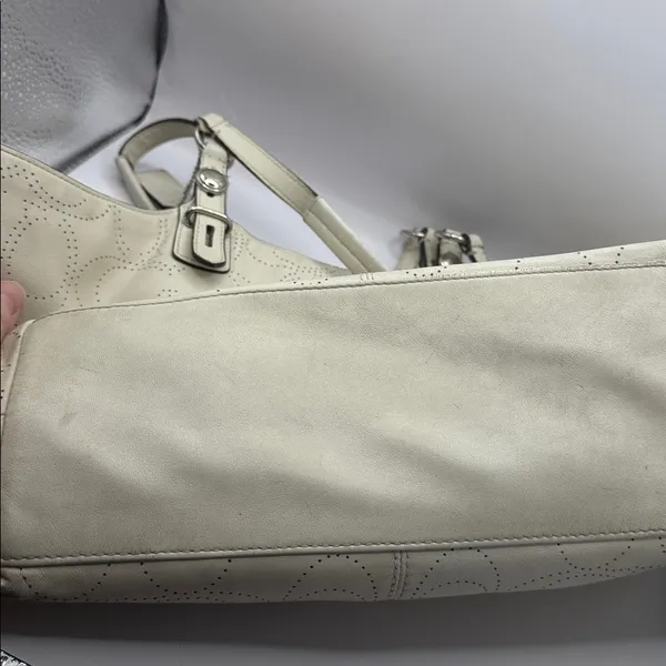 Coach Carly Perforated Leather Tote F16598 Light Taupe Large Shoulder Bag - Image 7