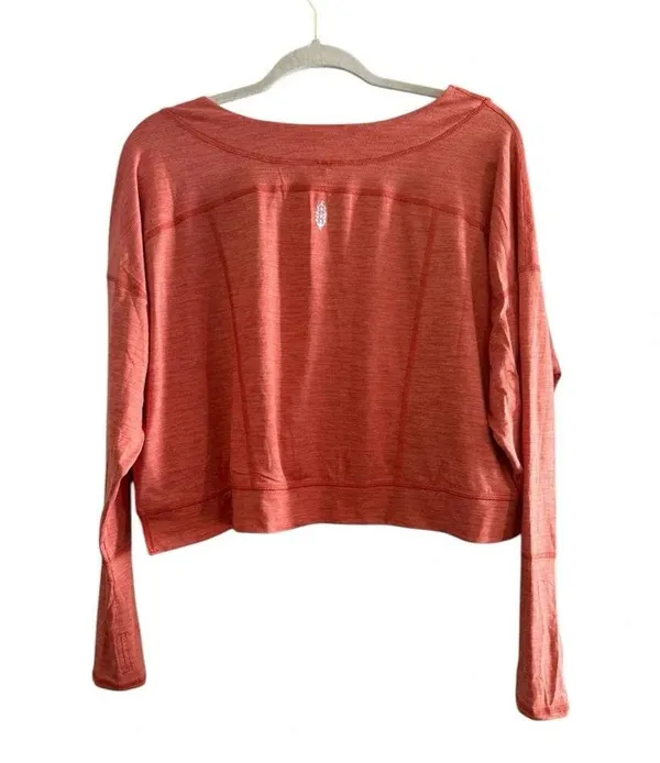 Free People Movement Orange Fearless long-sleeve cropped v-neck top athletic - Image 5