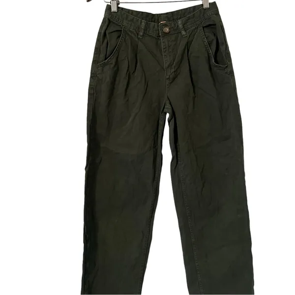 FREE PEOPLE Pleated Dockers Baggy Khaki Cargo Pants Jeans Trousers - Image 6