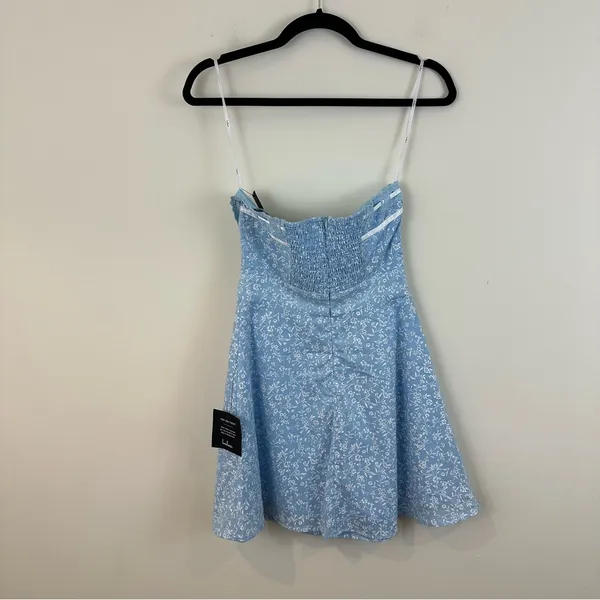 Lulu's Precious Babe Light Blue Floral Ribbon Strapless Mini Dress XS NWT - Image 5