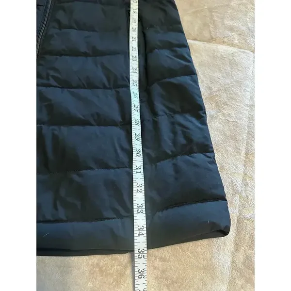 DKNY Hooded Down Puffer Coat Size Medium Black Long Warm Full Zip - Image 5