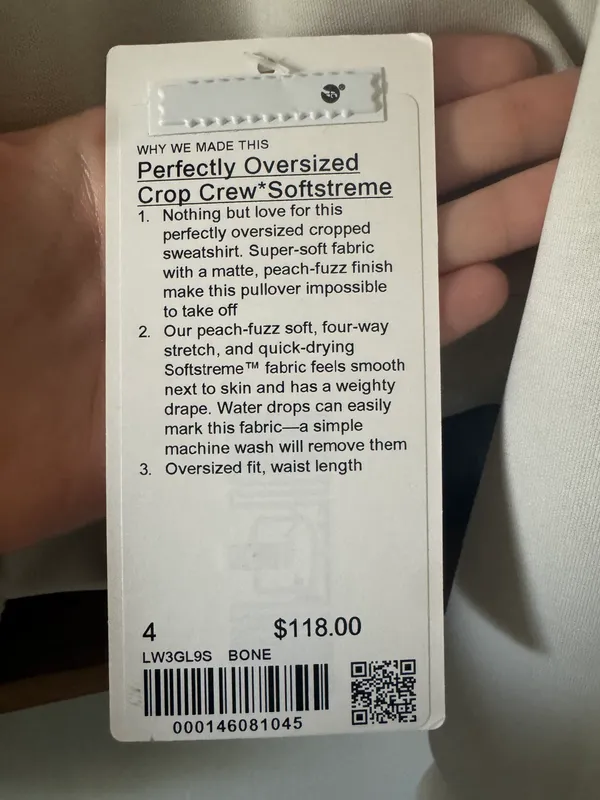 Lululemon Perfectly Oversized Cropped Crew Softstreme - Image 3