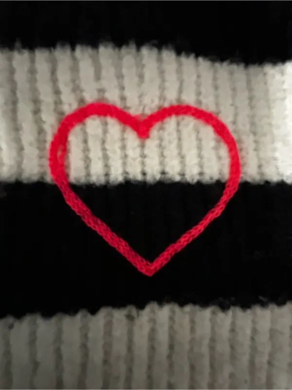 A New Day Black & cream striped cardigan with heart motif - Image 2