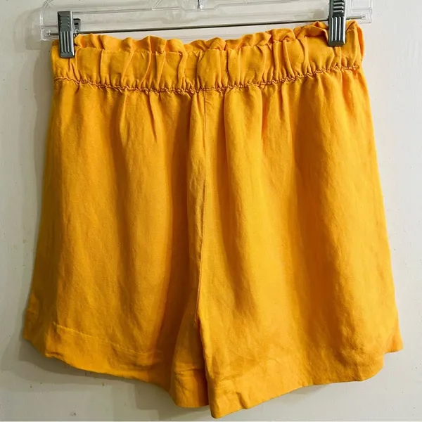 Loft Linen-Blend Paperbag Waist Shorts Mustard‎ Yellow–XS NWT - Image 3