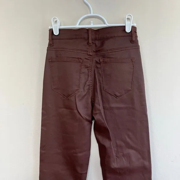 Edikted Brown Luna Faux Leather Midrise Flared Jeans Small Women - Image 4