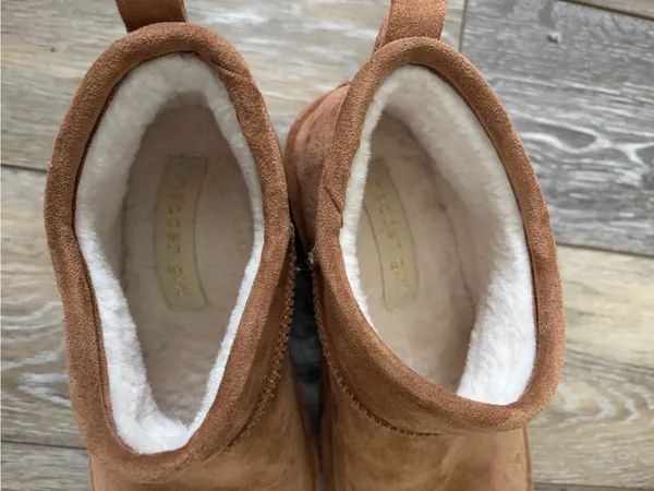 Madden Girl Embrace Suede Slip-On Platform Chestnut Mini Ankle Boots - Image 5