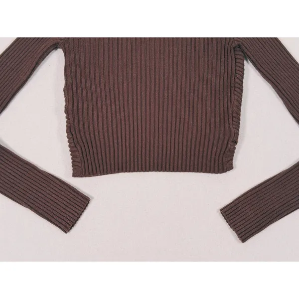 Abercrombie & Fitch LuxeLoft Slim Wrap Sweater Size S Brown Quiet Luxury Fall - Image 9