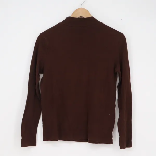 White Stag Womens Mock Neck Long Sleeve Top Warm Fudge Brown Cotton - Image 4