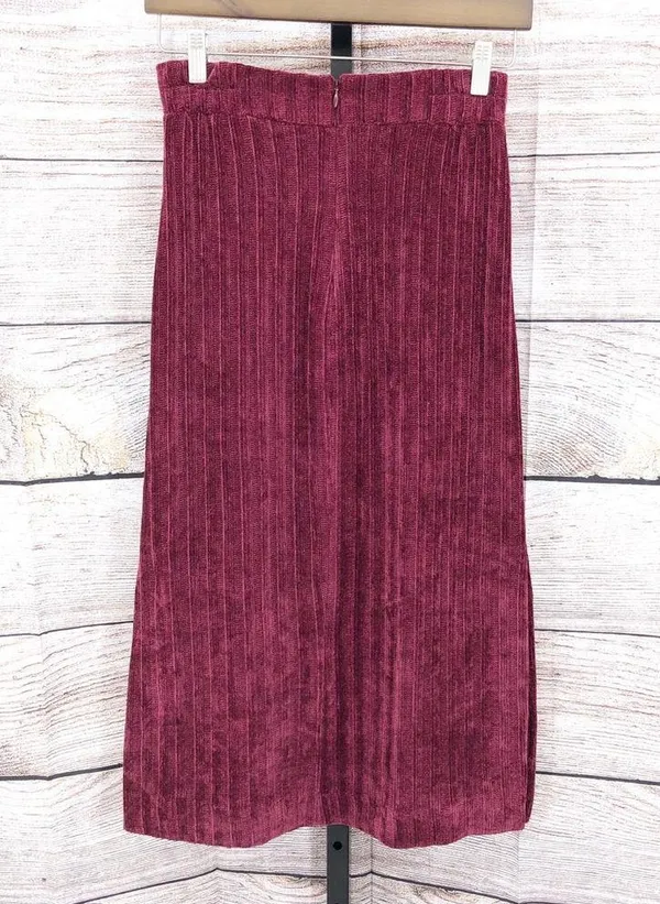 Anthro Hutch Burgandy Velour Midi Skirt Size XS - Image 5