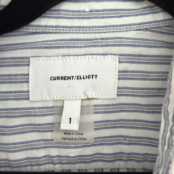 Current/Elliott Rosie Blue Striped Hi-Lo Button-Down Shirt Bib Detail Size 1 Sm - Image 6