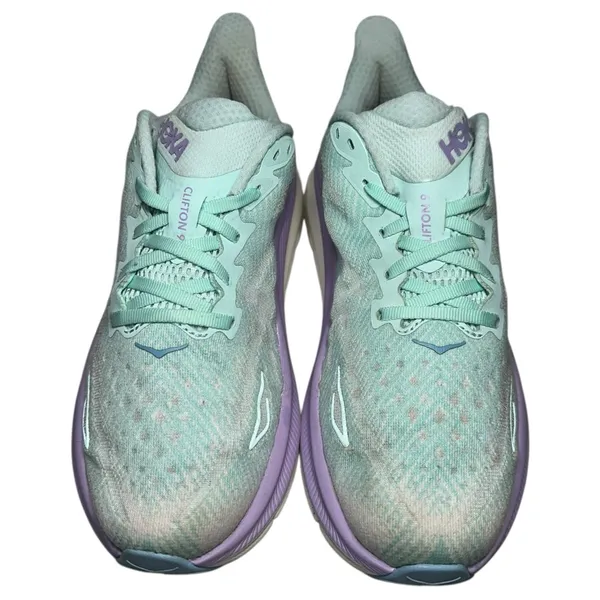 Hoka One One Women’s 8.5 B Seafoam Green Purple Clifton 9 Running Shoes Sneakers - Image 4