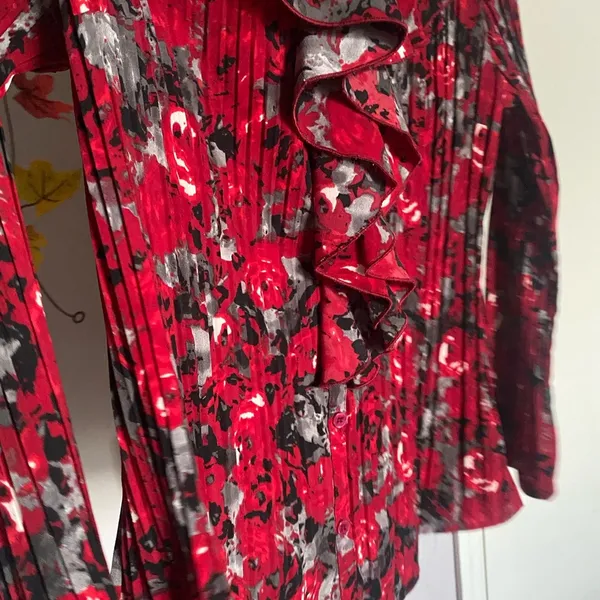 Women's Black and Red Blouse Y2K Vintage Size PL - Image 6