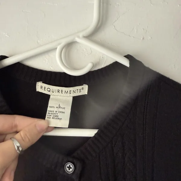 Requirements Sweater Soft Large Black Button Front‎ Cable Knit Cardigan Classic - Image 4