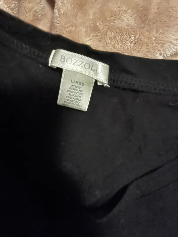 V Neck Cropped T shirt Black Size L - Image 2