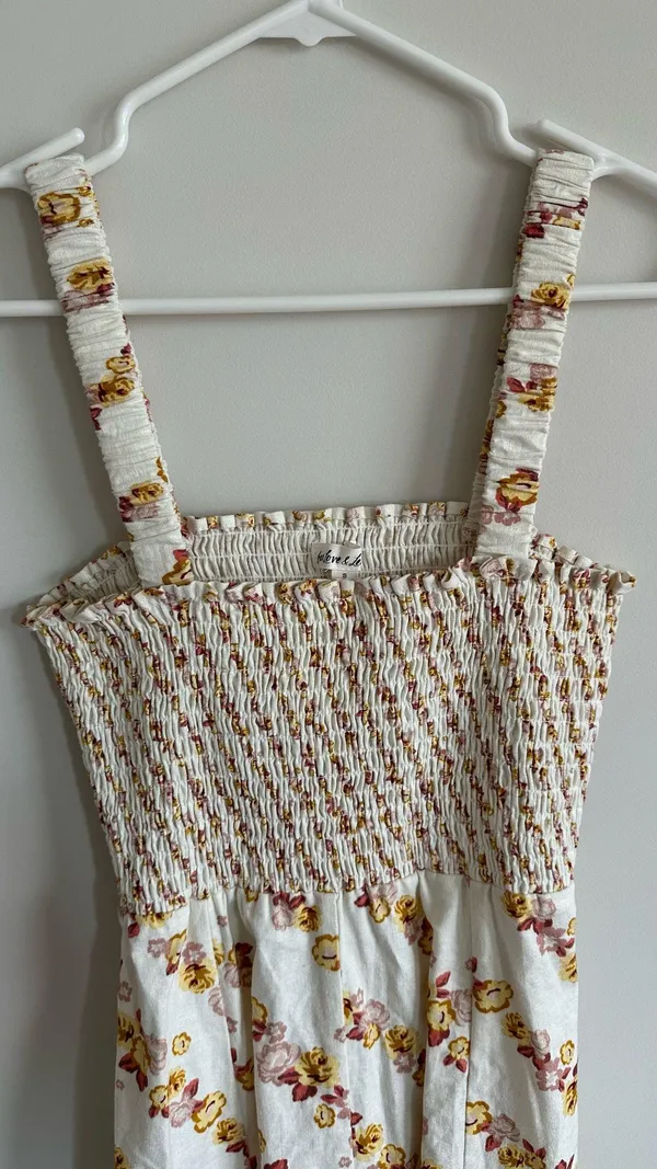 For Love & Lemons Georgia Smocked Mini Dress Mustard Small - Image 7