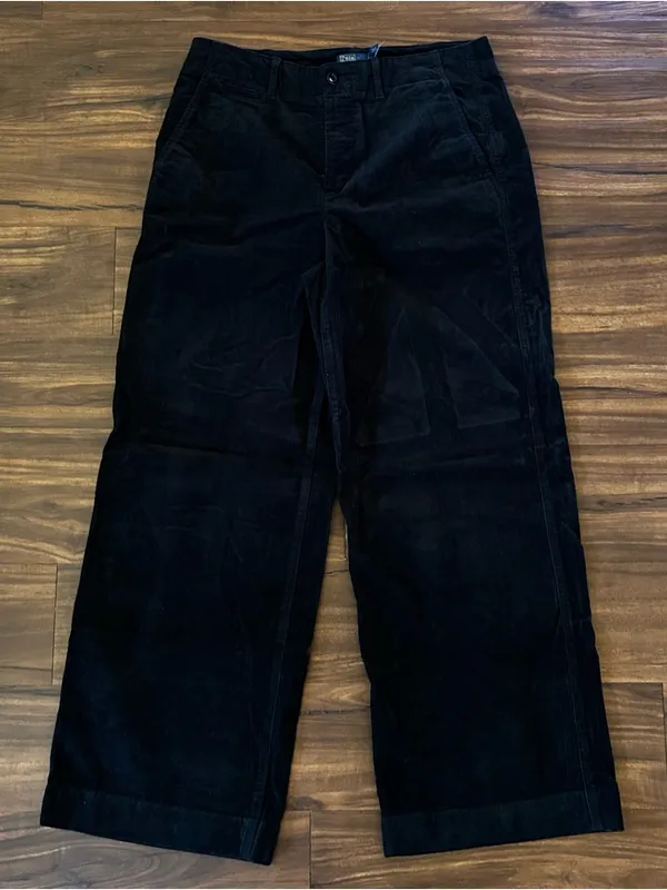 NWOT Polo Ralph Lauren Cotton Corduroy Wide-Leg Pant | Size: 10 | Black - Image 4