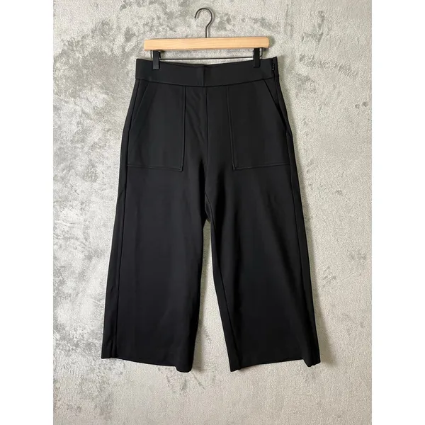J.Crew Ponte Wide Leg Pants Black Patch‎ Pocket Minimalist Quiet Office MD New - Image 3