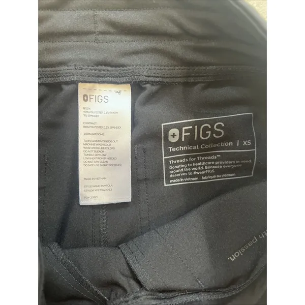 FIGS YOLA‎ Scrub Pants Women's XS Black Straight Leg Technical Collection - Image 11