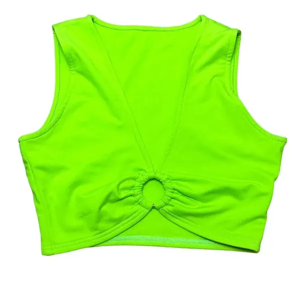 AEVZIV Sexy Crop Tops Sleeveless Deep V Neck Workout Tops Plunge Ring - small - Image 2