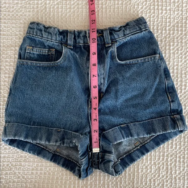 AMERICAN APPAREL Jeans Denim High Rise Cotton Shorts Cuffed Hem Size 24 *Altered - Image 7
