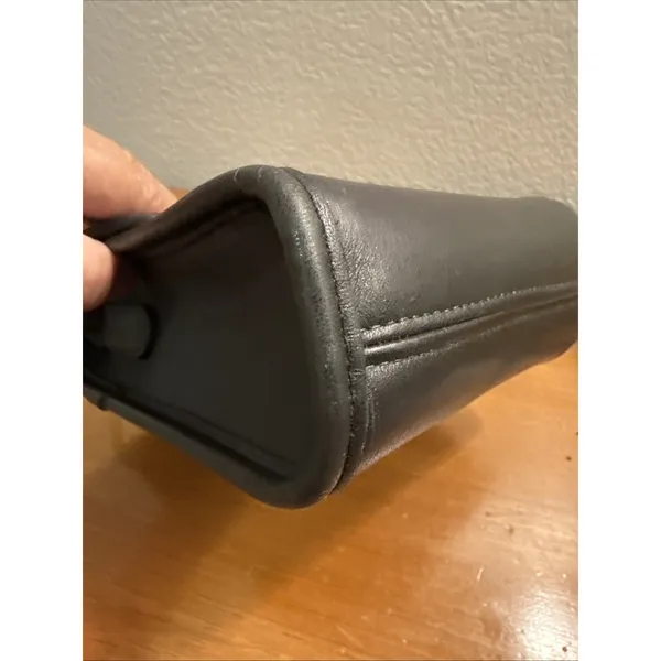 Vintage 90s Coach Black Leather Scooter Crossbody Bag 9893 Turn Lock Hang Tag - Image 9