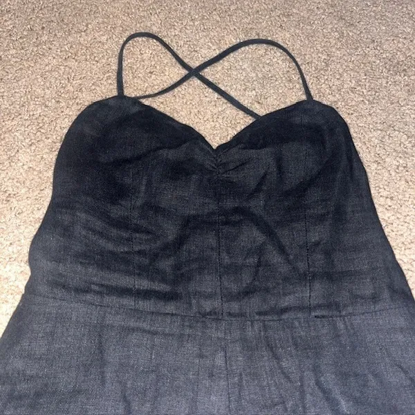 Reformation Oregano Jumpsuit Lace‎ Up Back Linen Black 2 - Image 4