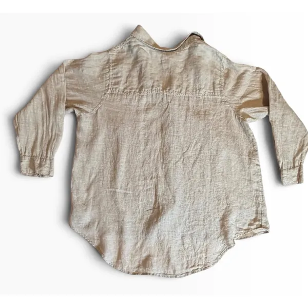 Sigrid Olsen 100% Linen Shirt Women 1X Oatmeal Beige Tunic Button Front High Low - Image 3