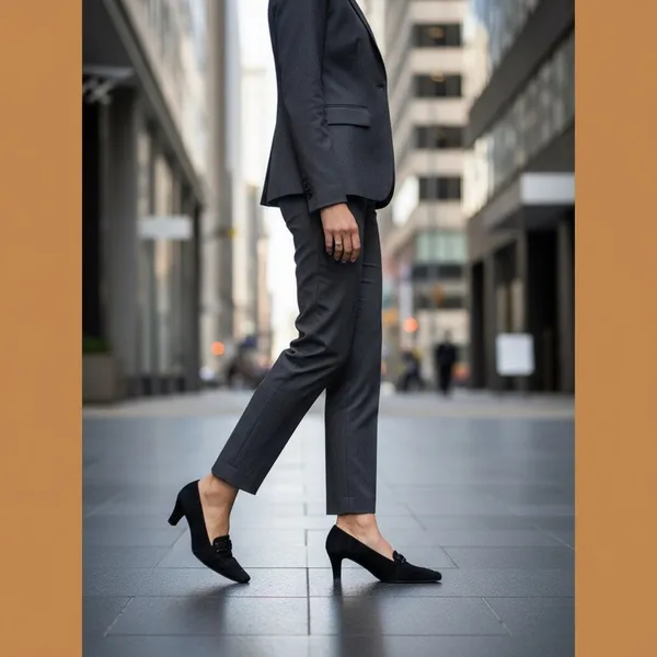 Stuart Weitzman Women's Black‎ Suede Block Heel Pumps Size 7 Vintage - Image 2
