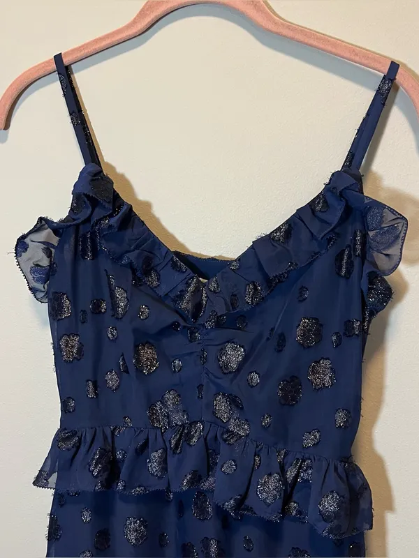 MICHAEL Michael‎ Kors Women’s Navy Long Tiered Maxi Dress XS NWT Ruffle - Image 4