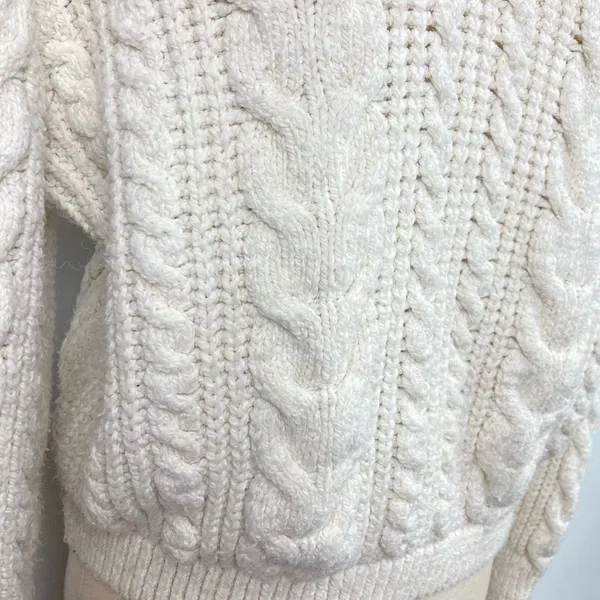 ZARA Cable Knit V-Neck Pullover Sweater with Collar - Image 6
