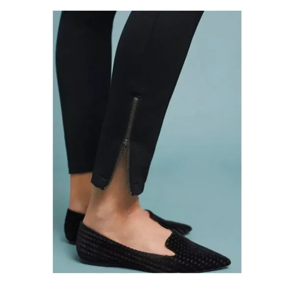 Anthropologie The Essential Slim Ankle Zip Pant Black Women's Size 0 Minimalist - Image 9