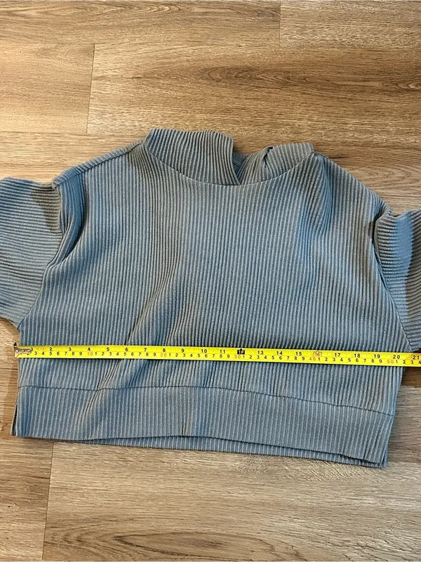 ALO Yoga Muse Ribbed Hoodie Steel Blue Small - Image 5