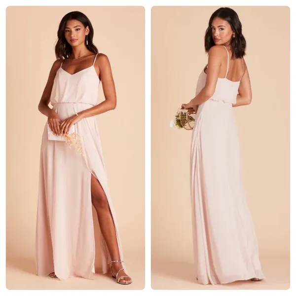 Birdy Grey Gwennie Chiffon Maxi Bridesmaid Dress in Pale Blush Pink Sz S NEW‎ - Image 2