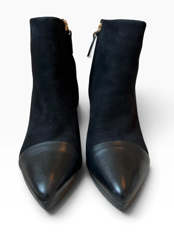 Tory Burch Rivington 100 Black Suede Cap-Toe Ankle Boots - Image 3