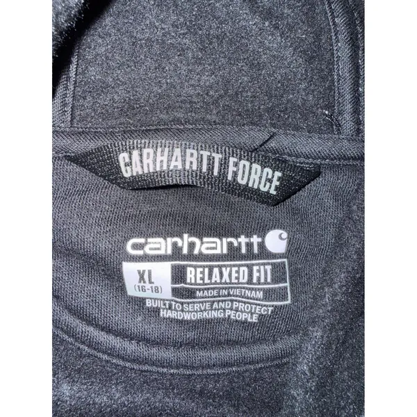 Carhartt Hoodie Womens XL Black Force Relaxed Fit Pink Logo Sweatshirt gorpcore - Image 5