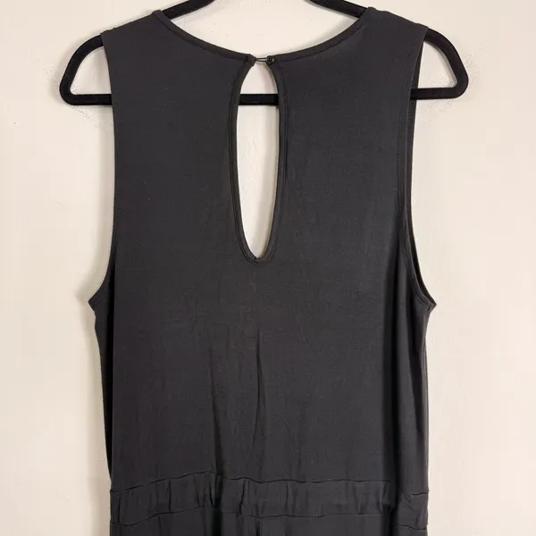 Quince Black Sleeveless V-Neck Wide Leg Drawstring Jersey Jumpsuit Womens Large - Image 9