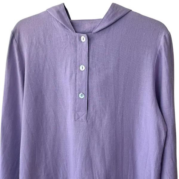 Vintage Two Potato 100% Linen Purple Hooded Pullover Coastal Resort Travel‎ M - Image 3