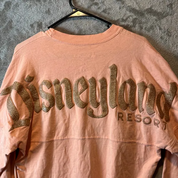 Disneyland‎ Resort Spirit Jersey Shirt Adult XS Peach Coral Gold Glitter Disney - Image 2