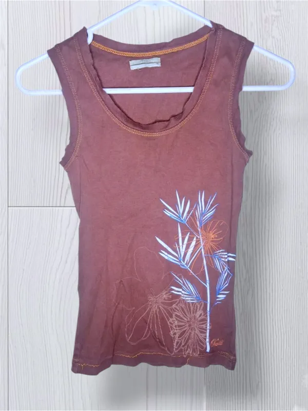 O'NEILL Women’s Vintage Y2K Graphic Tank Top Mauve Plum Dusty Rose Floral Palm - Image 3
