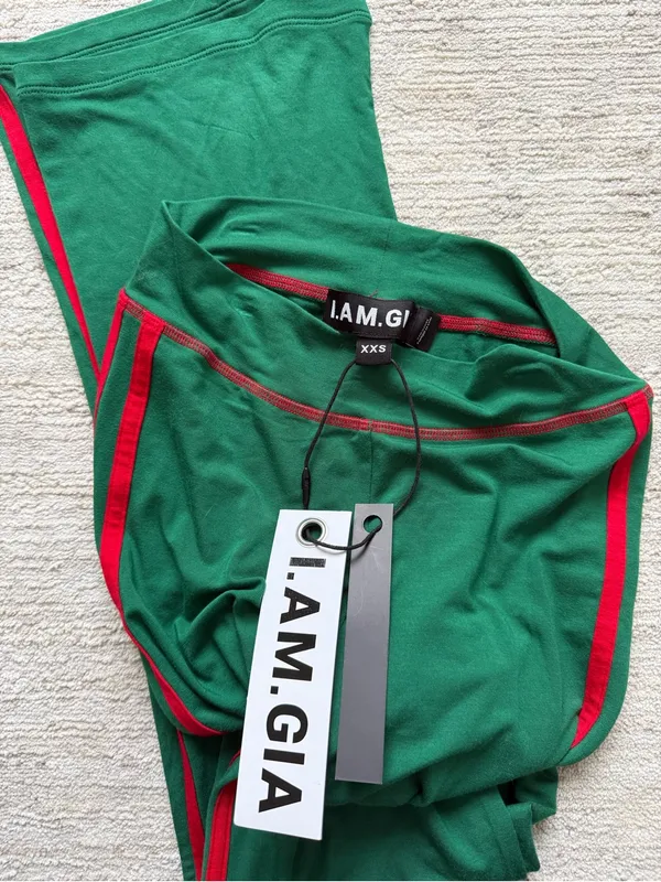 I.AM.GIA Green Zip-Front Crop Hoodie & Flared Track Pants (Size XS) - Image 8