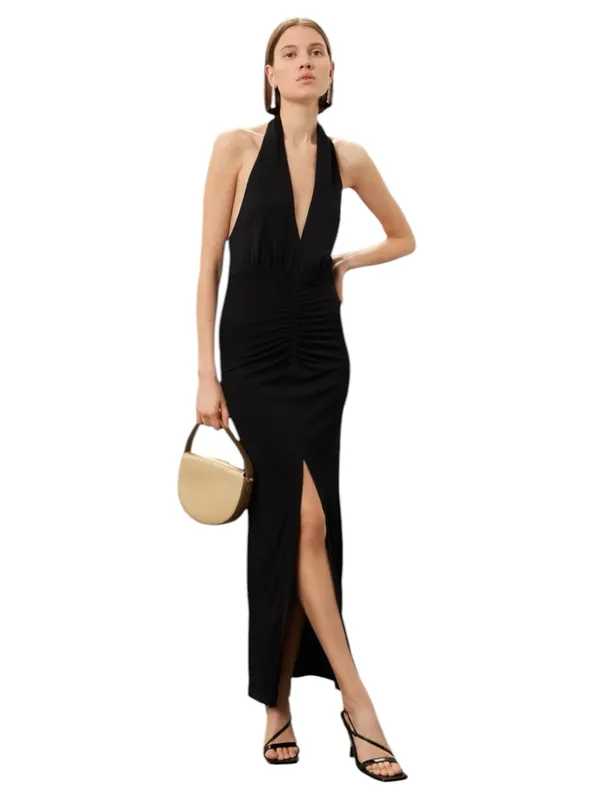 IRO- Rubini Halter Ruched Maxi Dress in Black Size XS - Image 3
