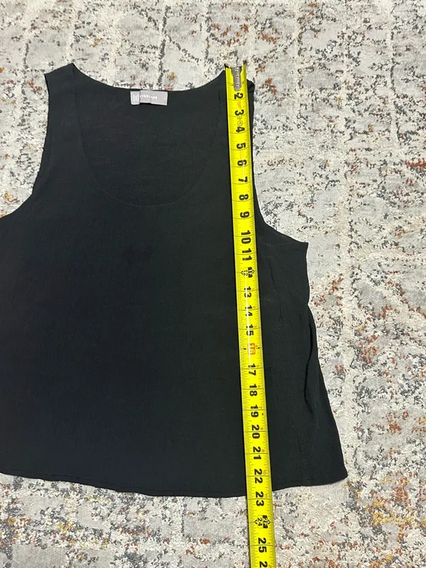 EVERLANE Naia Ripple Tank black size Large Petite - Image 5