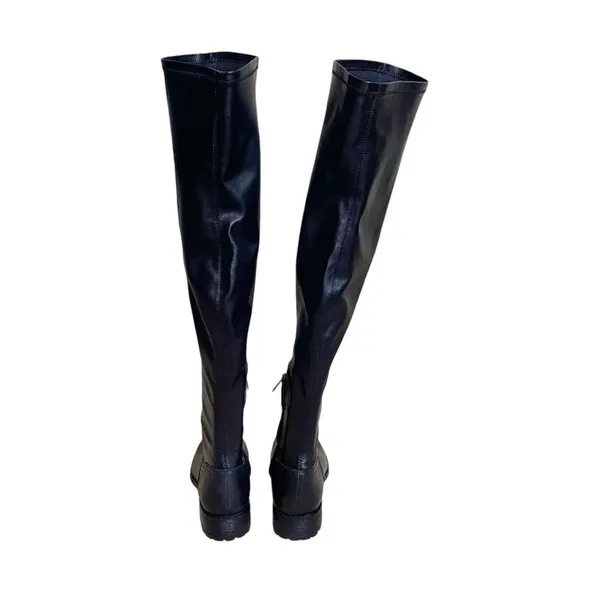 Sam Edelman Womens Remi Over The Knee Black Leather Lug Sole Grunge Boots Size 8 - Image 6