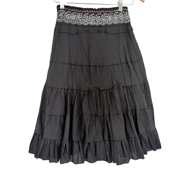 Willi Smith Tiered Sequin Midi Skirt Sz 4 Boho Y2K Festival Indie Sleaze Artsy - Image 5