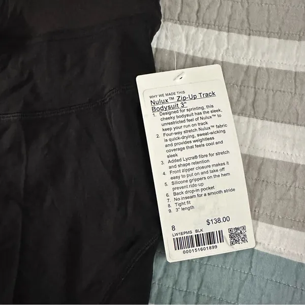 Lululemon Nulux Zip-Up Track Bodysuit 3" 8 Running Black NWT - Image 8