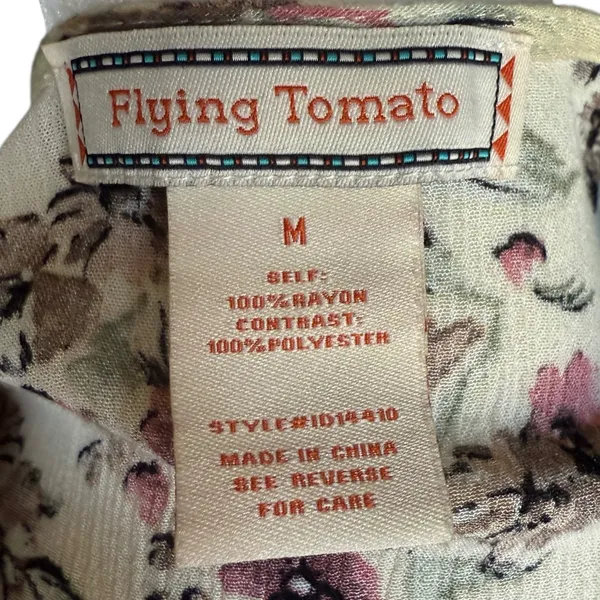 Flying Tomato Lace Up‎ Floral Tunic Sz M - Image 7