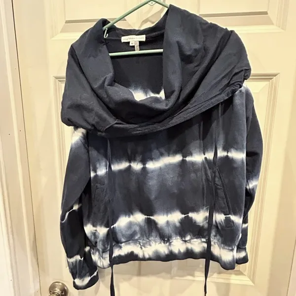 Young Fabulous & Broke Navy Blue Tie Dye Cowl Neck Hoodie Sweatshirt Womens M‎ - Image 2